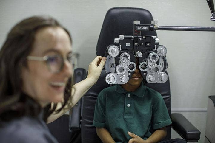 A person looking at a child's eyesight test AI-generated content may be incorrect.