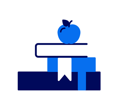 A blue apple on top of a book AI-generated content may be incorrect.