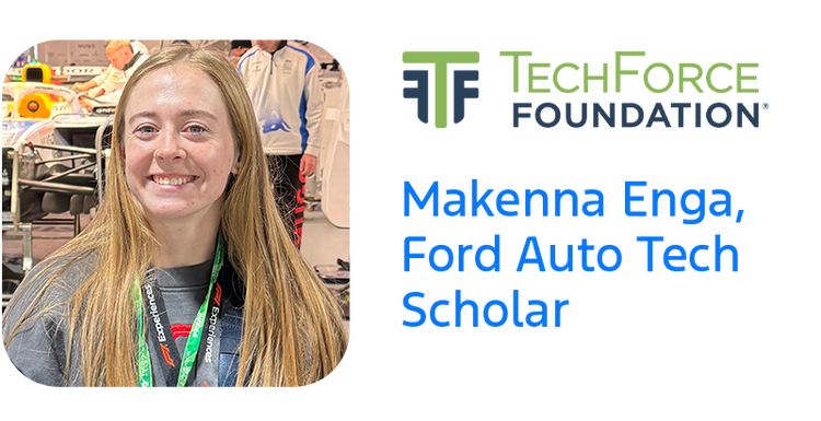 Techforce Foundation logo Makenna Enga, Ford Auto Tech Scholar