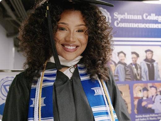 A person wearing a graduation cap and gown AI-generated content may be incorrect.